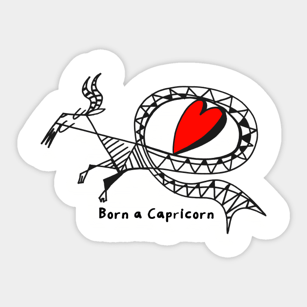 Born a Capricorn by Pollux Sticker by WorldofPollux